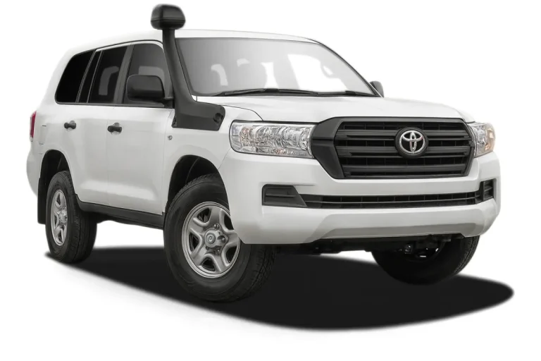 White Toyota LandCruiser fitted with a black snorkel