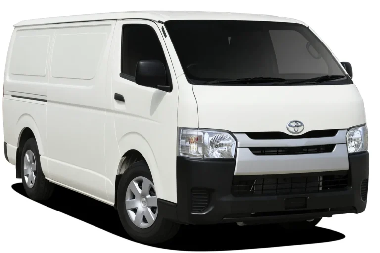White Toyota HiAce van