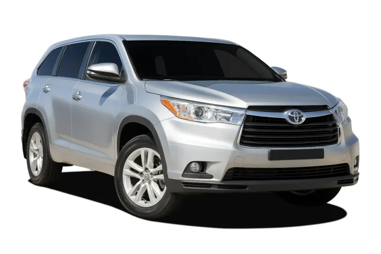 Silver Toyota Kluger on a white background