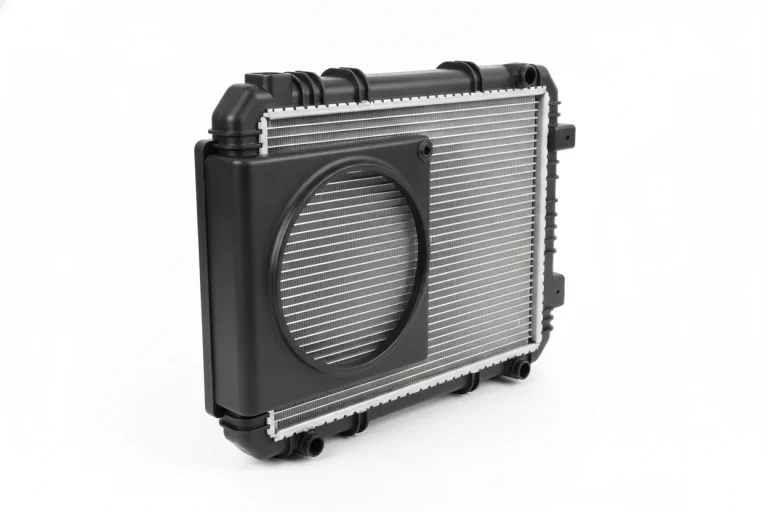 Aluminium 4WD radiator with plastic tanks and fan shroud