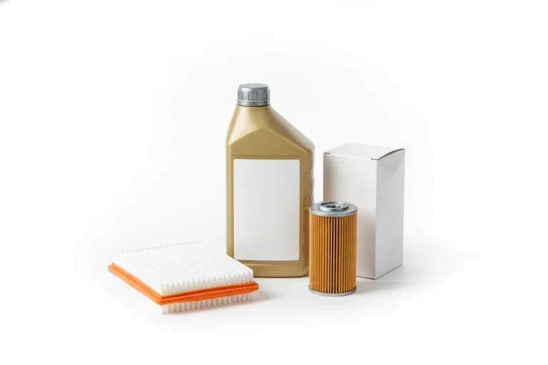 Engine oil bottle, oil filter and air filter for a 4WD service