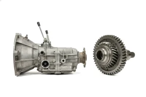 Manual 4WD gearbox beside a differential centre and ring gear